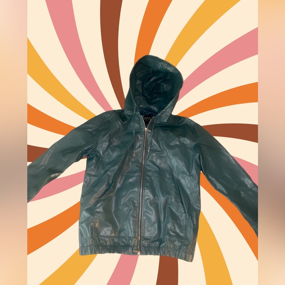 BoohooMen Teal Bomber Jacket with Hood size M